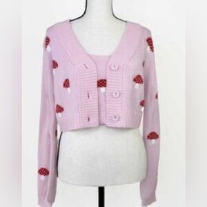Sugar Thrillz Dolls Kill Out of Touch Mushroom Sweater Y2K Size L Sold Out Fairy